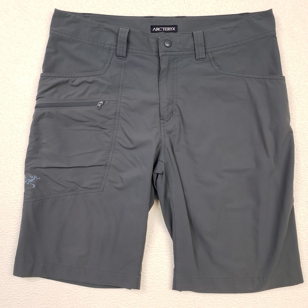 Arc'teryx Perimeter Shorts Mens 34 Gray Nylon Stretch Hiking Cargo Zip Pocket